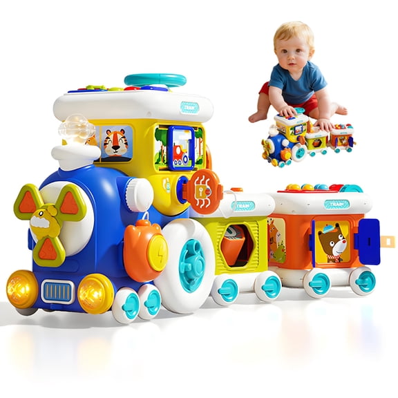 Toddler Toys for 1 2 3 Year Old, Musical Busy Train Toy Early Educational Learning Toddler Kids Toys, Christmas Birthday Gift for Boys Girls Kids