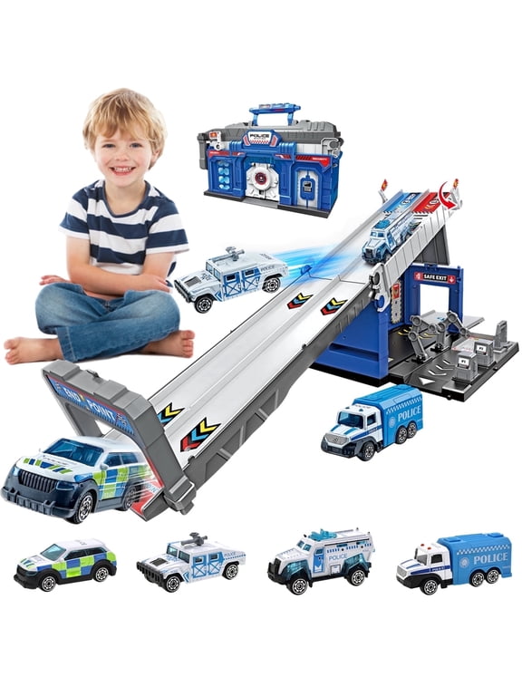 Toddler Toys for 3 4 5 6 Years Old Boys, Die-Cast Police Cars Toy Set for Kids, Birthday Gifts Boys Toys Ages 3-5, 5-7