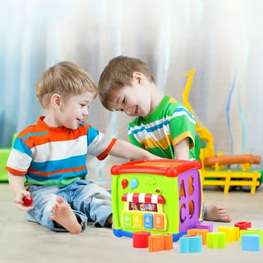 Toddler Toys for Ages 2-4, Activity Building Blocks 6-in-1 Learning Toys Play Set with Sound