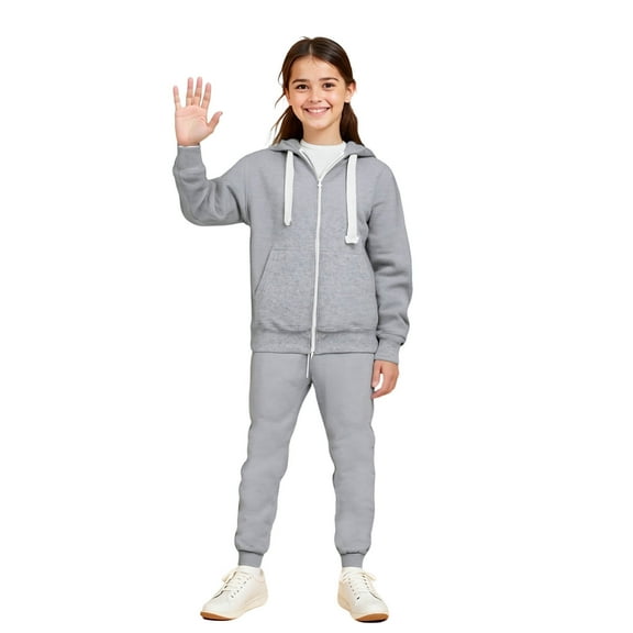 Toddler Tracksuit Athletic Sweatsuits Sets 2 Piece Long Sleeve Gray Zip Up Basic Hoodie Leggings Pants Fall Clothes Boy Clothes 3-4 Years