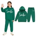 thumbnail image 1 of Toddler Tracksuit Athletic Sweatsuits Sets 2 Piece Long Sleeve Green Pullover Hoodie Sweatshirt Leggings Pants Winter Clothes Preppy Clothes for Girls 3-4 Years, 1 of 4