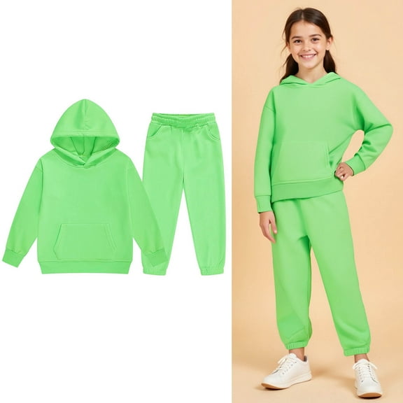 Toddler Tracksuit Athletic Sweatsuits Sets 2 Piece Long Sleeve Green Tracksuit Pullover Hoodie and Jogger Pants Winter Clothes Hoodie Set 2-3 Years