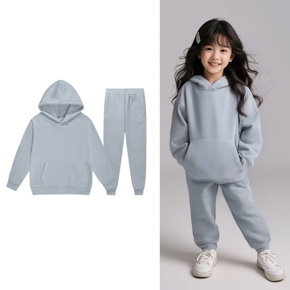 Toddler Tracksuit Athletic Sweatsuits Sets,2 Piece Long Sleeve Grey Hoodie Sweatshirt Jogger Set Fall Clothes Toddler Girl Trendy Clothes 2-3 Years