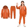 thumbnail image 1 of Toddler Tracksuit Athletic Sweatsuits Sets 2 Piece Long Sleeve Orange Zip Up Sweatshirt Sweatpants Joggers Set Fall Winter Clothes Clothes for 3-4 Years Old Girls, 1 of 6