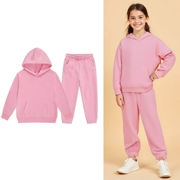 Toddler Tracksuit Athletic Sweatsuits Sets 2 Piece Long Sleeve Pink Tracksuit Hoodie Sweatpants Warm Fall Winter Clothes Toddler Boy Clothes 2-3 Years