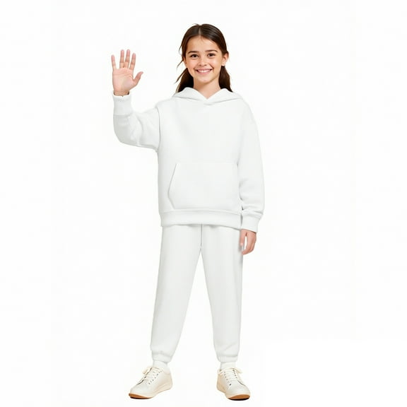 Toddler Tracksuit Athletic Sweatsuits Sets 2 Piece Long Sleeve White Tracksuit Hoodie Sweatpants Joggers Set Warm Fall Winter Clothes Boys Sets 2-3 Years