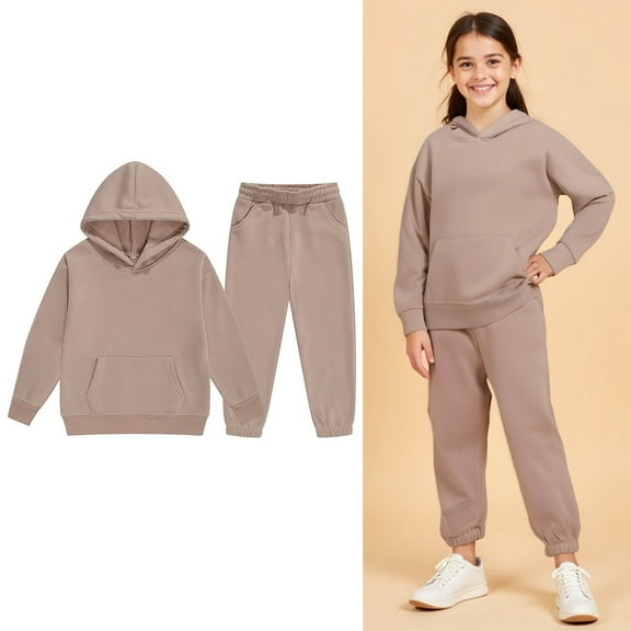 Toddler Tracksuit Athletic Sweatsuits Sets 2PC Long Sleeve Beige Hooded Sweatsuits Pullover and Jogger Sweatpants Fall Winter Clothes Toddler 2-3 Years Boys Clothes