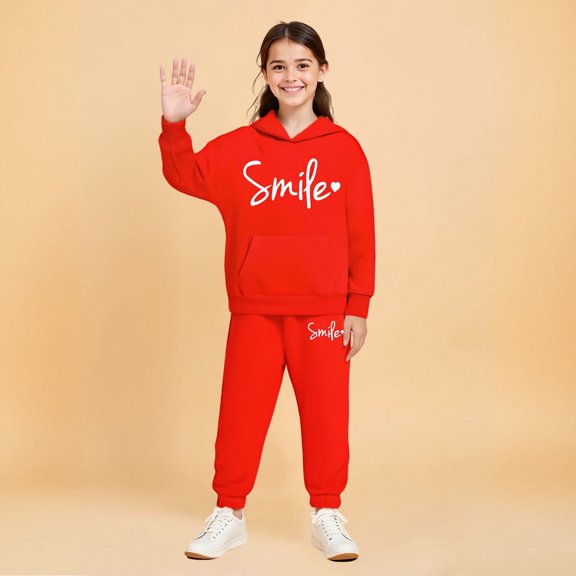 Toddler Tracksuit Athletic Sweatsuits Sets 2PC Long Sleeve Red Hoodie and Sweatpants Winter Clothes Boys 2-3 Years Clothes