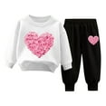 thumbnail image 1 of Toddler Tracksuit Girl 4T 2 Piece Fall Casual Loose Outfits Cute Print Crewneck Sweatshirt Joggers Sweatpants, White, 12 Months, 1 of 8
