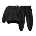 thumbnail image 1 of Toddler Tracksuit Girl 4T 2 Piece Fall Casual Sweatsuit Outfits Long Sleeve Crewneck Sweatshirt Joggers Sweatpants 3-8T, Black, 7 Years, 1 of 4