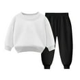 thumbnail image 1 of Toddler Tracksuit Girl 4T 2 Piece Fall Casual Sweatsuit Outfits Long Sleeve Crewneck Sweatshirt Joggers Sweatpants 3-8T, White, 5 Years, 1 of 4