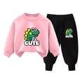 thumbnail image 1 of Toddler Tracksuit Girl 4T 2PCS Fall Loungewear Outfits Cute Print Crewneck Long Sleeve Sweatshirt Joggers Pants 3-9T, Pink, 5 Years, 1 of 3