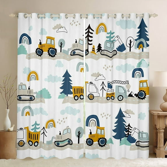 Tractor Curtains Truck Curtains & Drapes, Excavator Bulldozer Blackout Curtains Equipped Truck Bedroom Curtains, Machinery Truck Window Treatments Construction Vehicle Gift