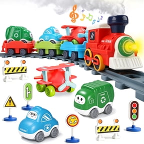 Electric Kids Train Set Toyfor Toddlers with Steam, Lights & Music