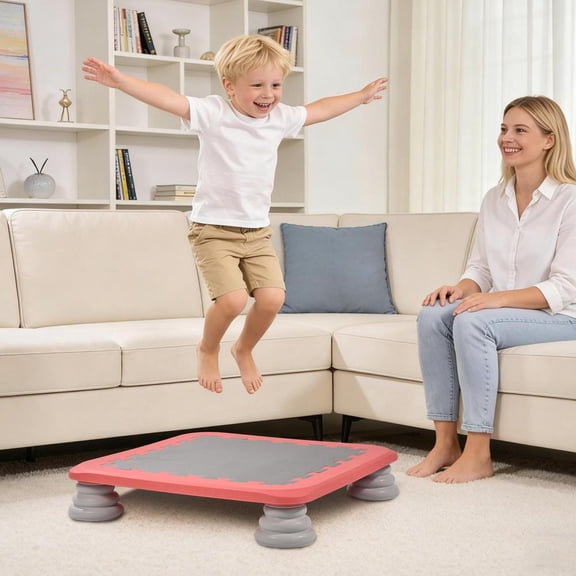Toddler Trampoline for Children, 25 in Sensory Bouncing Board with Stable Non-Slip Base, Recreational Rebounder for Indoor Outdoor Use, Stability Jump Training for Boys Girls Ages 3+, Red
