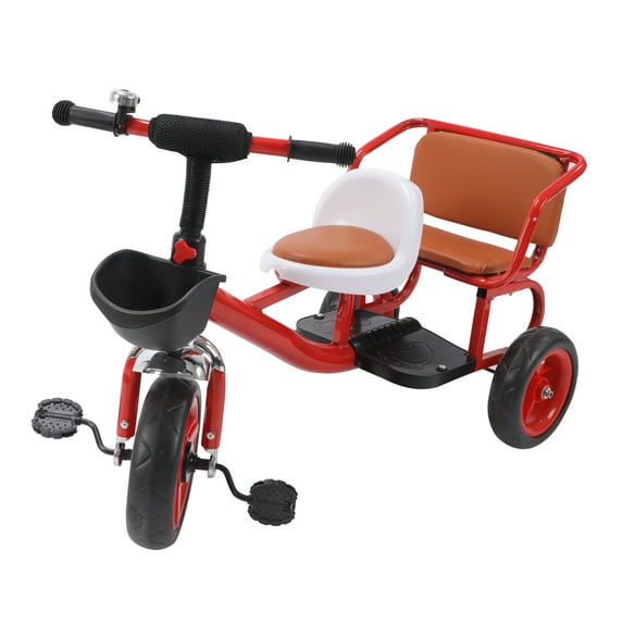 Toddler Tricycle For Age 2 3 4 5 Years Old, Kids Trike with Bell, Back Seat 3 Wheel Bike Riding Toy Gift for Girls, Red\Green