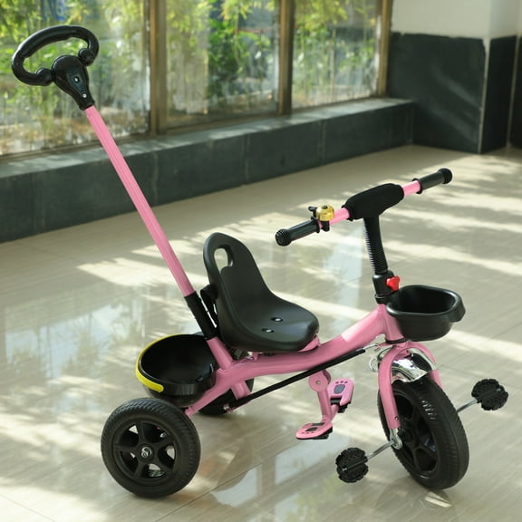 Toddler Tricycle Kids Trike with Basket Removable Pedals and Bell Bike for Toddler Gift Toys