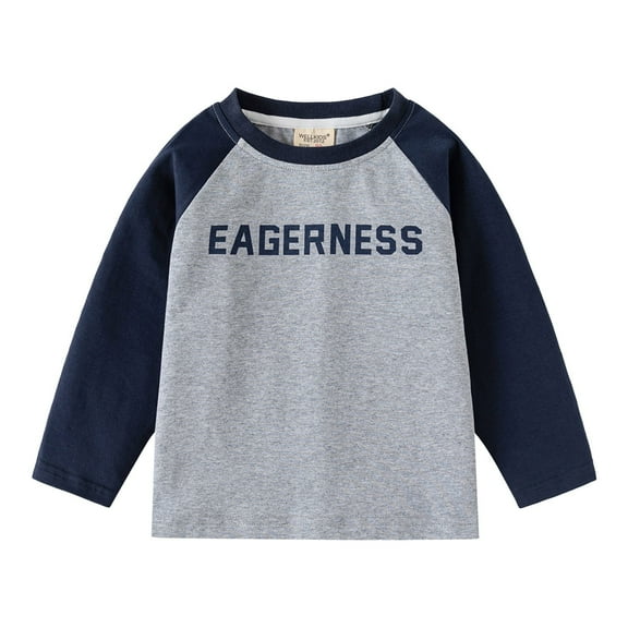 Toddler Tshirt Boys Letter Print Long Sleeve Toddler Shirt Crew Neck Shirt Basic Tees Boys Fall Shirts Tops for Girls 3-4 Years