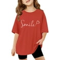thumbnail image 1 of Toddler Tshirt Children Kids Girls Short Sleeve T Shirts Kids Summer Oversized Tops Casual Crewneck Basic Tees Comfort Colors Tshirt(Color:Red,Size:9-10 Years), 1 of 6
