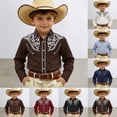 thumbnail image 1 of Toddler Tshirt Kids 3D Cowboy Graphic Long Sleeve Button Front Casual Girls' Tops Red 4-5 Years, 1 of 5