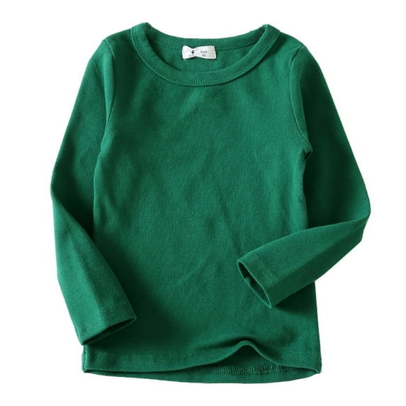 Toddler Tshirt Kids Baby Boys Girls Shirts High Collar Soft T Shirt Unisex Long Sleeve Tee Tops Comfort Colors Tshirt(Color:Dark Green,Size:2-3 Years)