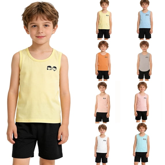 Toddler Tshirt Ribbed Sleeveless Tank Top Solid Muscle Tee Summer Girls' Tops White 6-7 Years