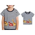 thumbnail image 1 of Toddler Tshirt Short Sleeve Crewneck Striped T-Shirts Cartoon Embroidered Top Casual Summer Tops 3-4 Years Boy Clothes, 1 of 5