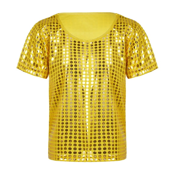 Toddler Tshirt Toddler Girls Boys Casual Sequin Glitter Party Carnival Gown Short Sleeves Vest Top Comfort Colors Tshirt(Color:Gold,Size:6-7 Years)