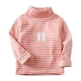 thumbnail image 1 of Toddler Tshirt Toddler Kids Baby Boys Girls Thick Lined Striped Shirts High Collar Soft Tops T Shirt Unisex Pullover Winter Warm Sweatshirt Comfort Colors Tshirt(Color:Pink,Size:5-6 Years), 1 of 3
