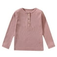 thumbnail image 1 of Toddler Tshirts Boys 4T Kids Baby Boys Girls Solid Color Casual Long Sleeve Crewneck Ribbed T Shirts Pullover Tops Toddler Fall Tee Clothes For Children（2-3 Years）, 1 of 2