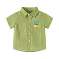 thumbnail image 1 of Toddler Tshirts Boys 5t Button Down Short Sleeve Tee for Toddler Cartoon Dinosaur Print Comfortable Preppy Tops Boys' Tops, Tees & Shirts Green,5-6 Years, 1 of 4