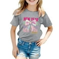thumbnail image 1 of Toddler Tshirts Girls 4t Letter Graphic Print Girls' Short-Sleeve Shirts and Tops Round Neck Comfy Preppy Clothes Toddler Girl Clothes 2-3 Years（Grey）, 1 of 4