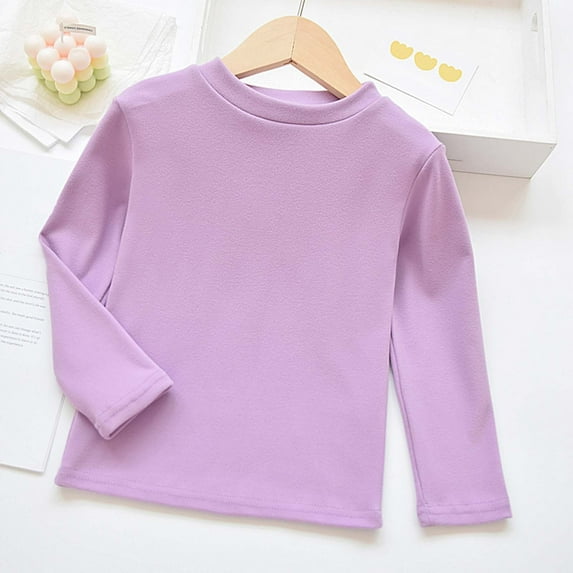 Toddler Tshirts for Girls Thermal Shirt Purple Long Sleeve T-Shirts Girls Crewneck Tees Fall Tops Clothes for 2-3 Years Old Girls