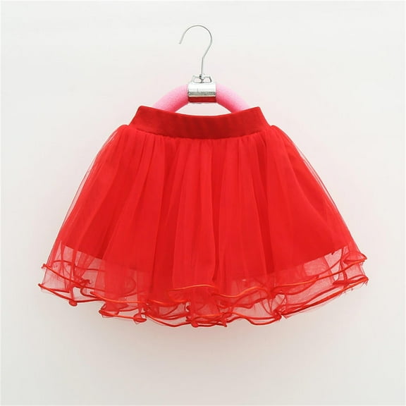 Toddler Tulle Skirt Layered Red Tutu Elastic Waist Ballet Dress Birthday Dresses 12-18 Months
