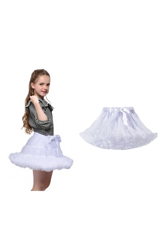 Toddler Tulle Skirt Layered White Tutu Elastic Waist Ballet Dance Dress Princess Tutu Fairy Dress 1-3 Years