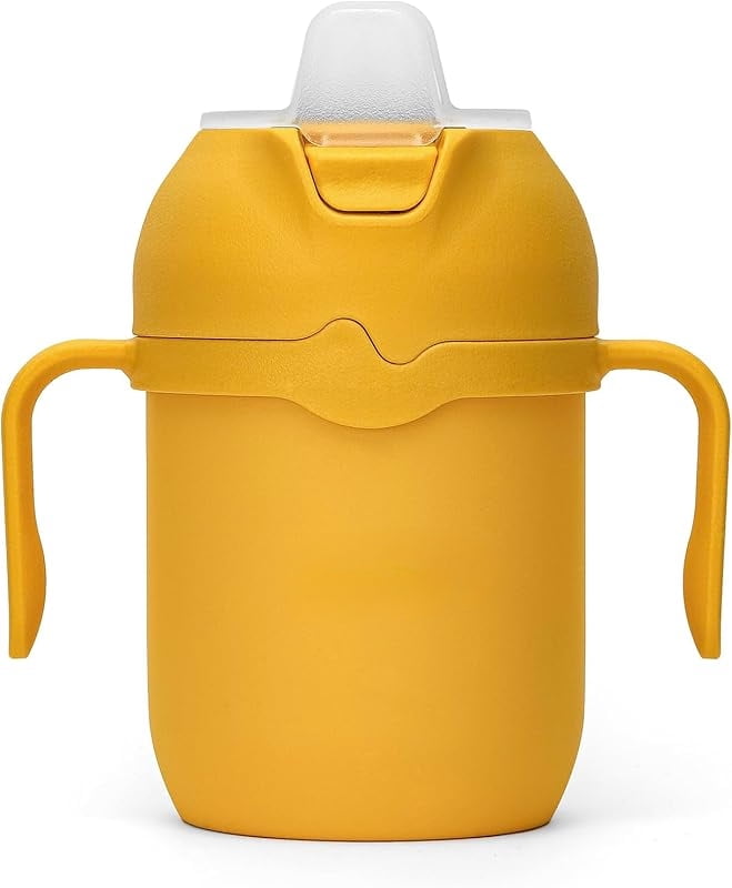 Toddler Tumbler 8oz Insulated Sippy Cup with Silicone Straw and Spout, Yellow (Yellow)
