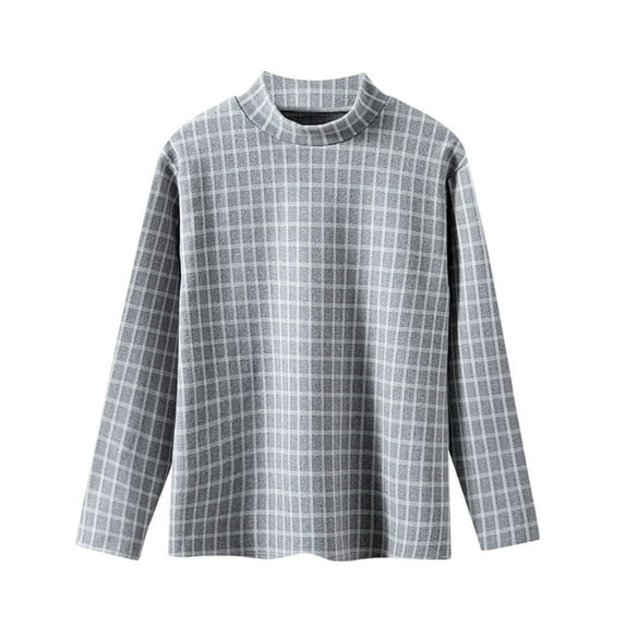 Toddler Turtleneck Shirt Long Sleeve Plaid Prints Sweatshirts for Girls Casual Comfortable Blouse Spring Autumn Clothes Z04-Grey 8-9 Years
