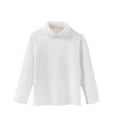 thumbnail image 1 of Toddler Turtleneck Shirt Long Sleeve Solid Color Sweatshirts for Girls Casual Comfortable Blouse Spring Autumn Clothes White 11-12 Years, 1 of 5