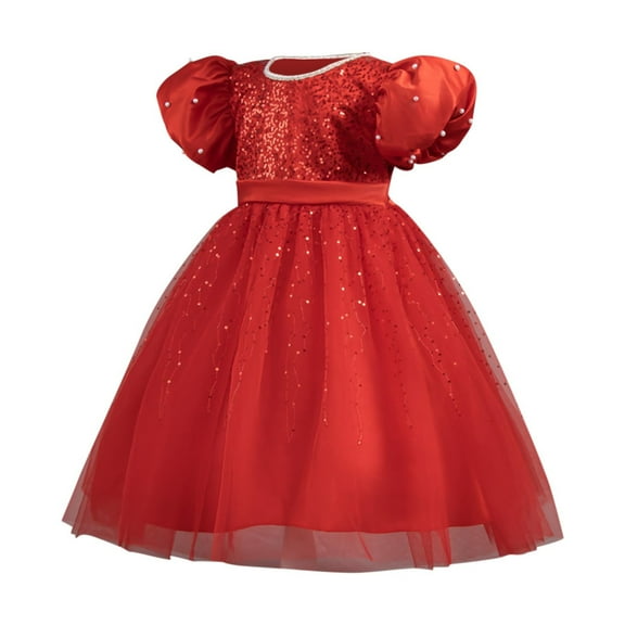 Toddler Tutu Dress Little Girls Fluffy Summer Dresses Casual Party Tulle Sundress for Kids 2-10Y Red 4-5 Years