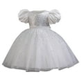 thumbnail image 1 of Toddler Tutu Dress Little Girls Fluffy Summer Dresses Casual Party Tulle Sundress for Kids 2-10Y White 5-6 Years, 1 of 5