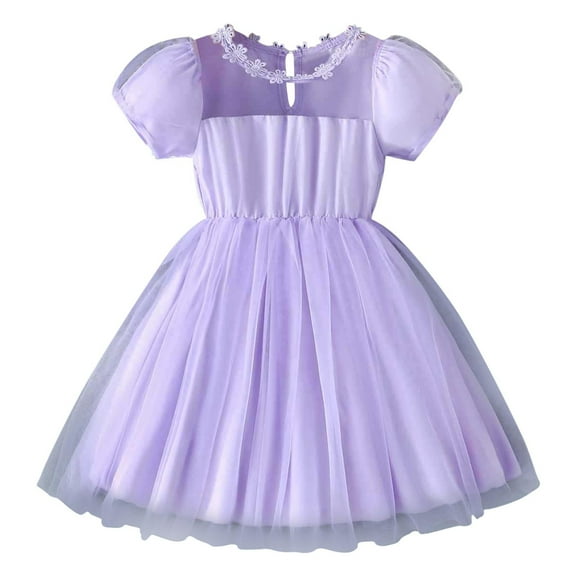 Toddler Tutu Dress Little Girls Irregular Tulle Princess Birthday Party Formal Dresses Purple 4-5 Years
