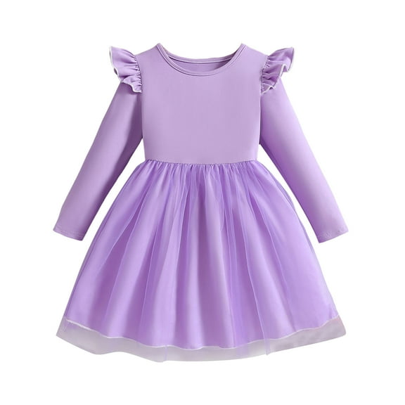 Toddler Tutu Dress Long Sleeve 12M-8Y Baby Girl Outfits Toddler Tutu Dress Kid Long Sleeve Tulle Dresses Holiday Party Clothes