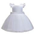 thumbnail image 1 of Toddler Tutu Dresses For Little Girls Tulle Fall Winter Cap Sleeve Ruffle Holiday Party Dress White 3-4 Years, 1 of 7