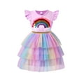 thumbnail image 1 of Girls Tulle Tutu Dress Rainbow Sequins Toddler Ruffle Sleeve Purple Summer Outfits Kids Princess Party Sundress 2-3 Years/970, 1 of 5