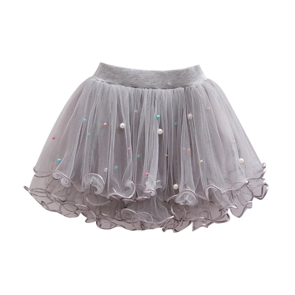 Toddler Tutu Skirt 3T Girls' Mesh Skirt Nailed Beads Children's Skirt Pengpeng Base Skirt Kids Summer Clothing Grey,1-12 Years