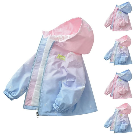 Toddler Tween Boys Girls Lightweight Jacket with Pockets 3-15Years Unisex Children Kids Long Sleeve Hooded Full Zipper Windproof Jacket Coat Blue 7 Years