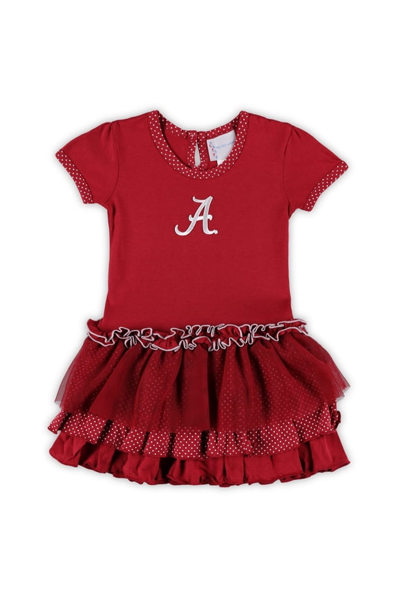 Toddler Two Feet Ahead Crimson Alabama Crimson Tide Pink Dot Tutu Dress