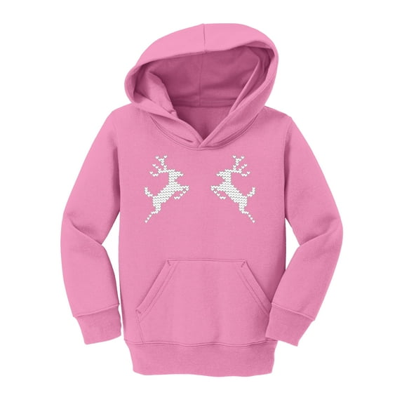 Toddler Ugly Christmas Deer Pullover Hooded Sweatshirt - Candy Pink - 3T