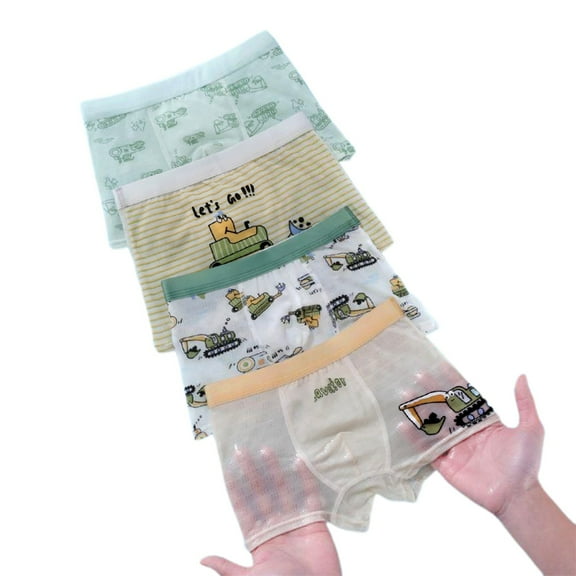 Toddler Underwear 4 Pack Ice Silk Thin Soft Breathable Cute Cartoon Print Trunks with Elastic Waistband Lightweight Comfortable Sky Blue1 Boys Boxers Sizes 5-7