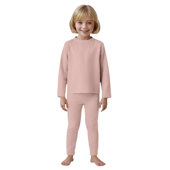 Toddler Underwear Girls 3T Kids Thermal Underwear Set Kids Thermal Set Toddler Thermal Underwear Fleece Lined Toddler Thermal Set Base Layer Long Johns for Boys Girls Pink 4-5 Years